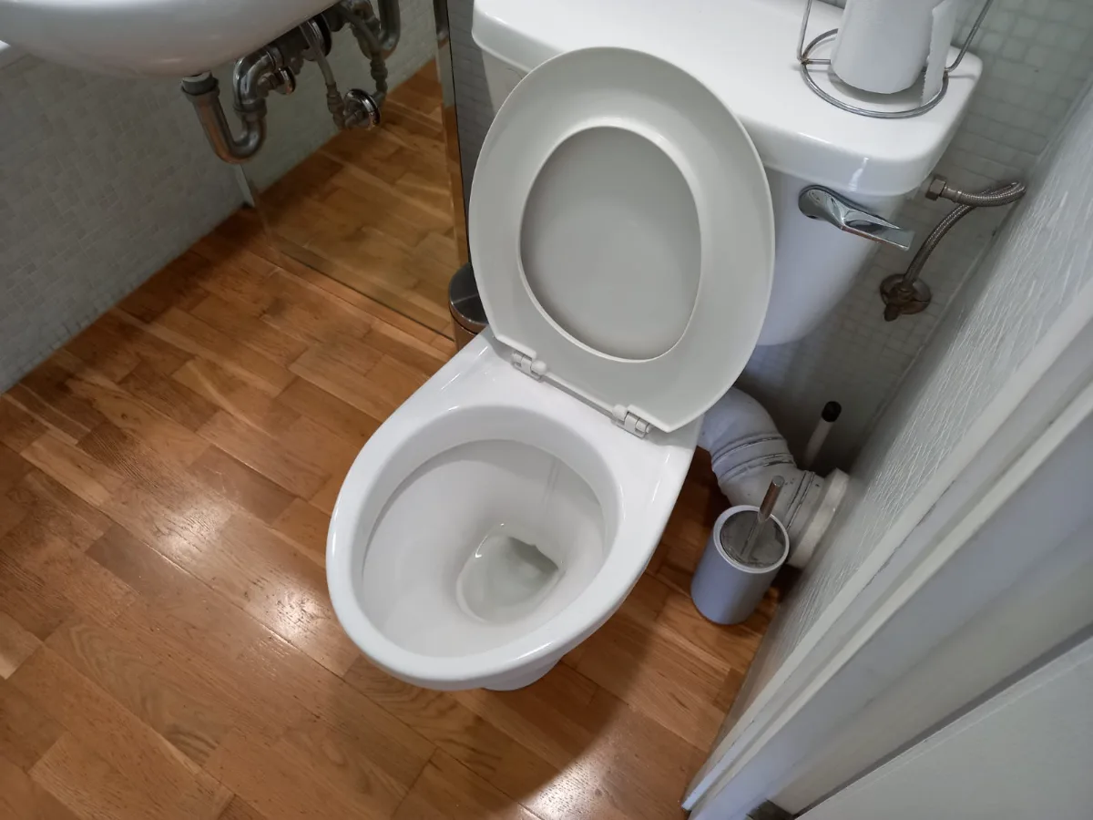 Half bath toilet and wood floor cleaned