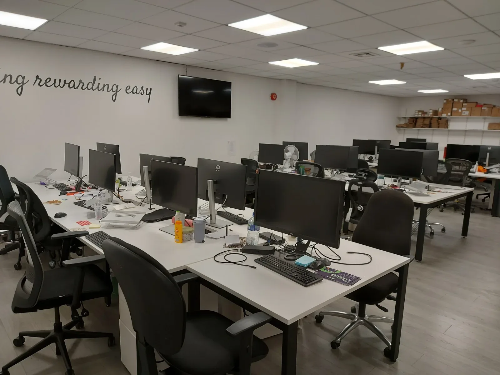 Open-plan office desks cleaned by JWs Cleaning Service